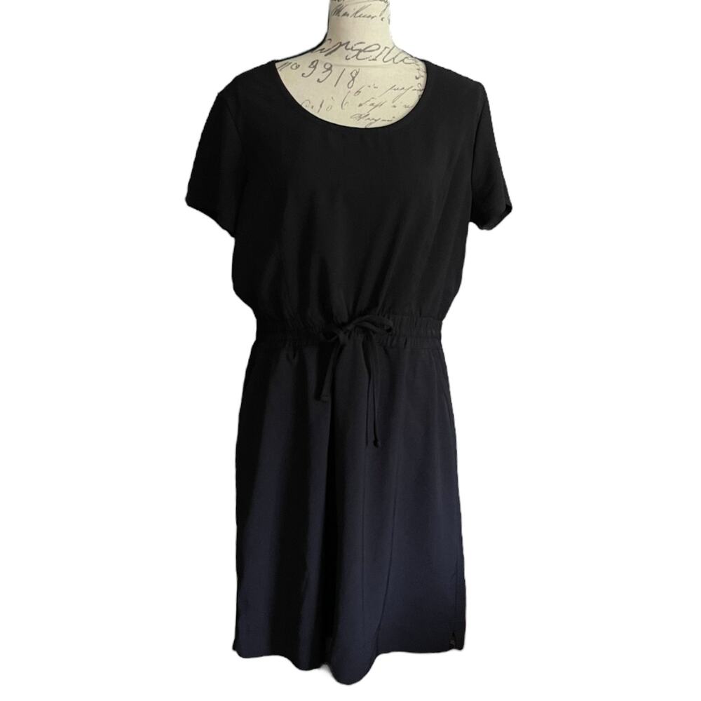 32 Degrees Cool Black Round Neck Elastic Waist Dress Large NWOT